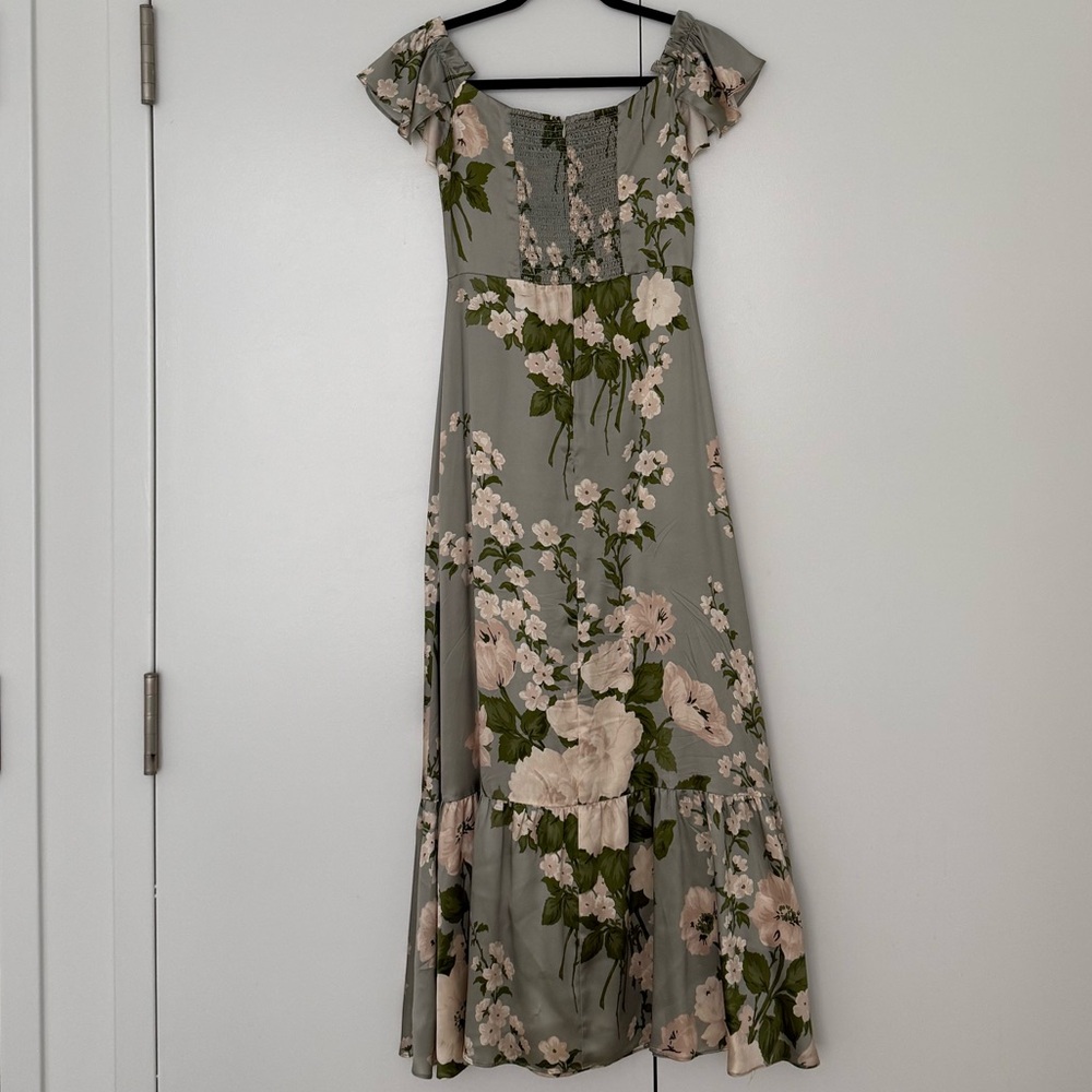 Reformation Sage Green Floral Off-Shoulder Maxi Dress - Picture 5 of 7